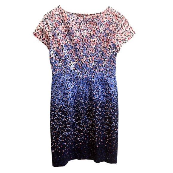 Talbots Women Floral Ombre Cocktail Dress 2P Lined Blue Pink Party Wedding Work - Picture 7 of 14